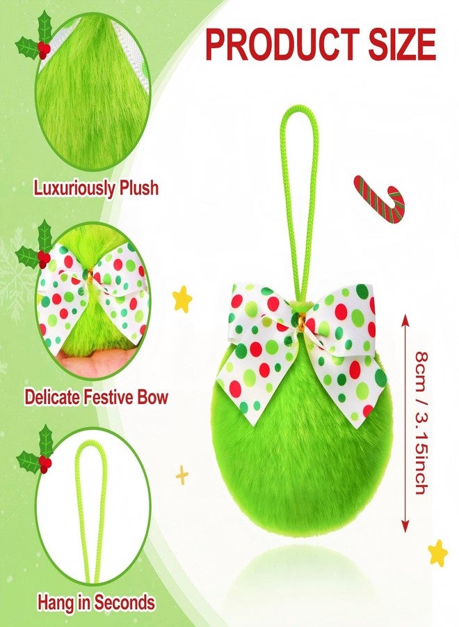 DEYIXUN 12 Pcs Lime Green Furry Christmas Ball Ornaments Xmas Green Furry Ornaments Christmas Ball Hanging Decorations for Tree Fireplace Mantel Staircase Wreath, Xmas Party Home Decorations Supplies - Image 2